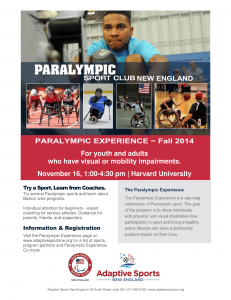 Paralympic Experience Flyer - New England - Fall 2014-1