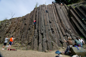 On a sunny afternoon in Eugene the climbing columns at Skinner's Butte fill up quickly. With routes that range from 5.6 to 5.11, it draws climbers of all ages and levels. (Jeff Matarrese/Oregon Daily Emerald)